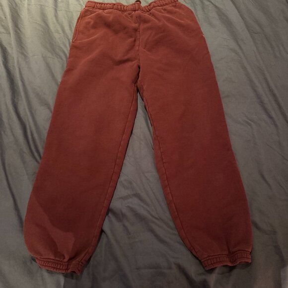 Aritzia TNA Cozy Fleece Mega Sweatpants S Maroon Red Oversized Joggers - Picture 1 of 4